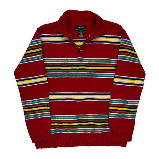 Ralph Lauren Striped 1/4 Zip - Small Multicoloured Cotton