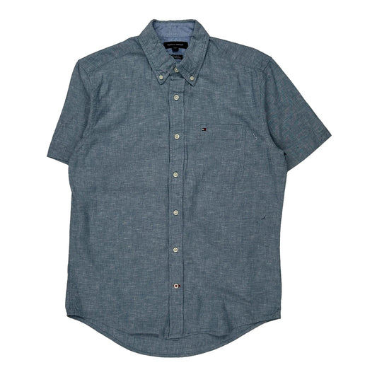 Tommy Hilfiger Short Sleeve Shirt - Medium Blue Cotton