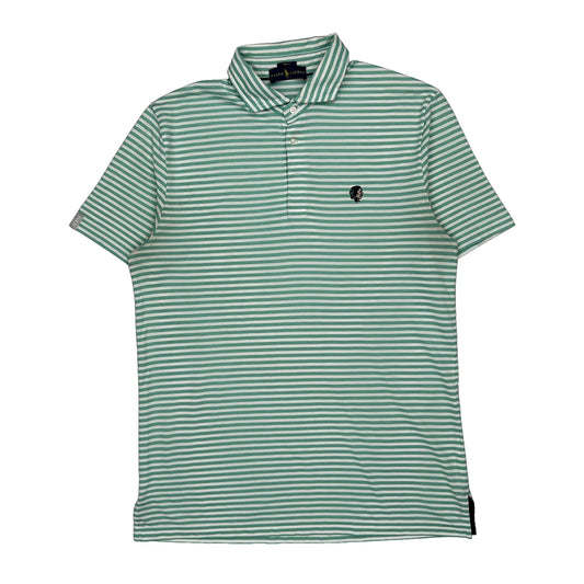 Ralph Lauren Striped Polo Shirt - Large Green Cotton