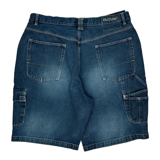 Outkast Cargo Denim Shorts - 40W 11L Dark Wash Cotton