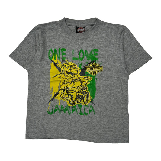 Jamaica Harley Davidson Graphic T-Shirt - Medium Grey Cotton