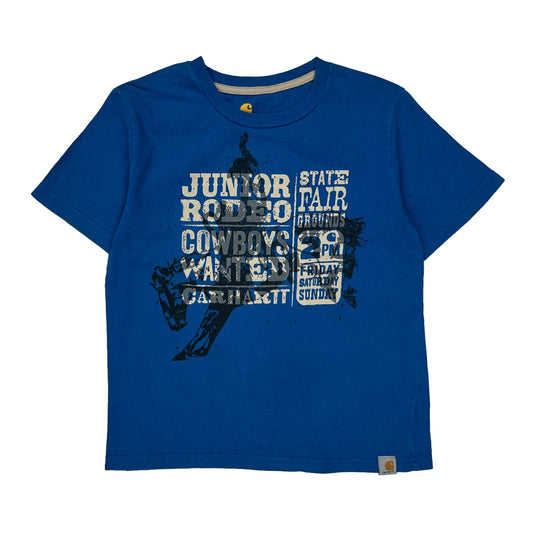 Junior Rodeo Carhartt Graphic T-Shirt - Small Blue Cotton