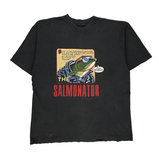 Salmonator Northern Outback Single Stitch T-Shirt - 2XL Black Cotton