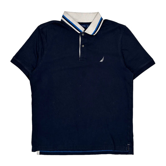 Nautica Polo Shirt - Large Navy Cotton