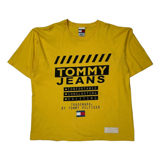 Made In USA Tommy Jeans T-Shirt - XL Yellow Cotton