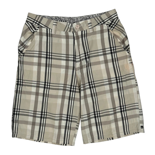 Quiksilver Checked Shorts - 30W 10L White Cotton