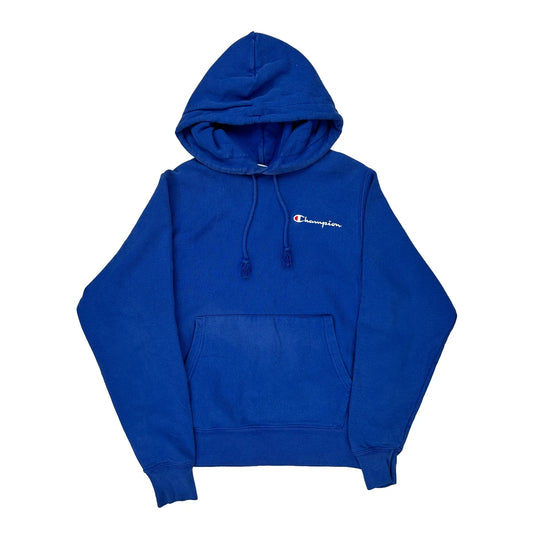 Reverse Weave Champion Hoodie - Small Blue Cotton