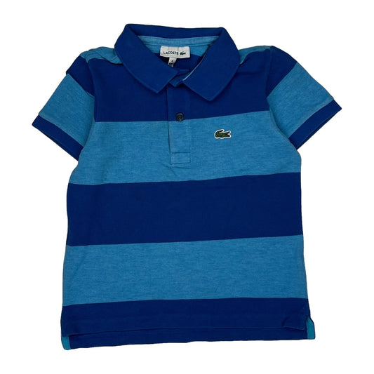 Vintage Age 4 Lacoste Striped Polo Shirt - XS Blue Cotton