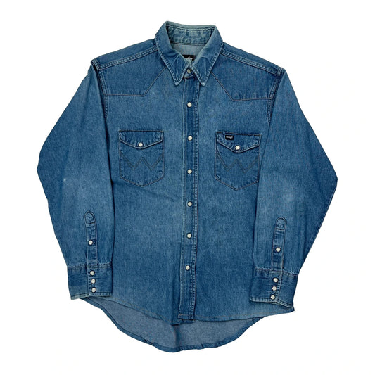 Wrangler Denim Shirt - Large Blue Denim