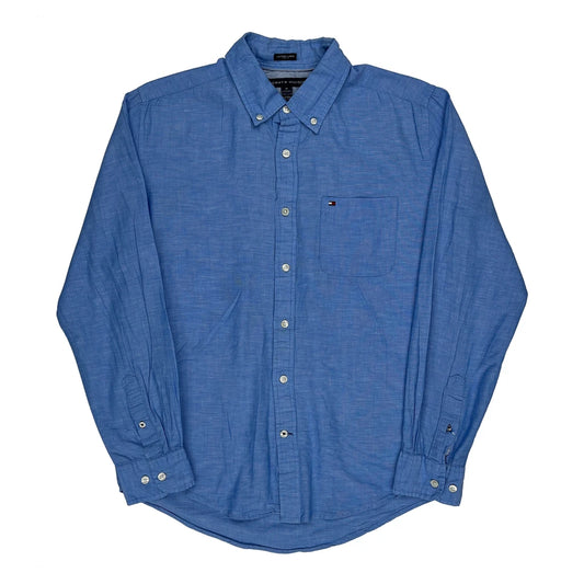 Vintage Tommy Hilfiger Shirt - Medium Blue Cotton