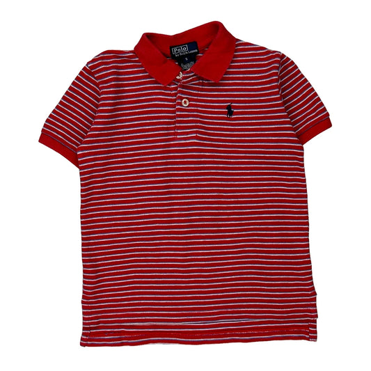 Age 5 Polo By Ralph Lauren Striped Polo Shirt - Small Red Cotton