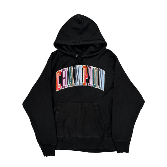 Reverse Weave Champion Spellout Hoodie - XL Black Cotton