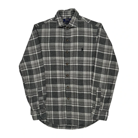 Polo By Ralph Lauren Checked Flannel Shirt - Small Grey Cotton