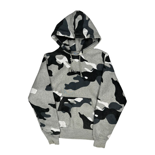 Reverse Weave Champion Camo Hoodie - Medium Grey Cotton