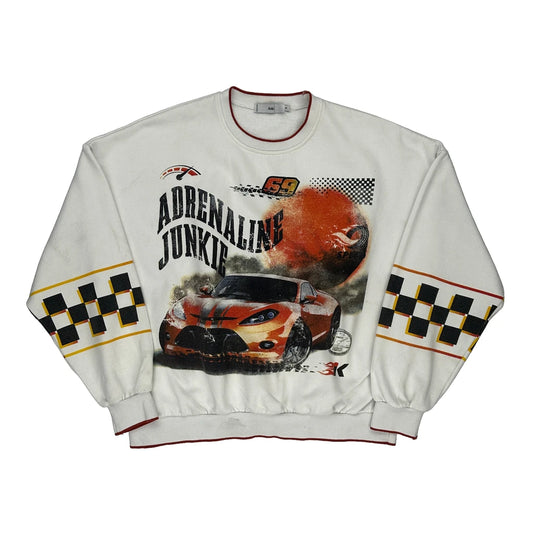 Adika Graphic Sweatshirt - Small White Cotton Blend