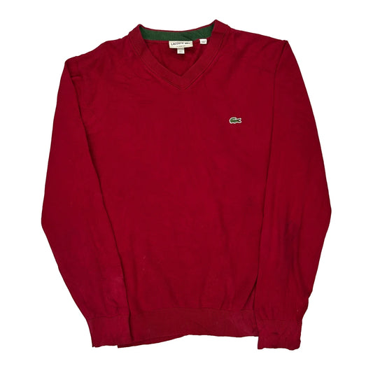 Lacoste V-Neck Jumper - Medium Red Cotton