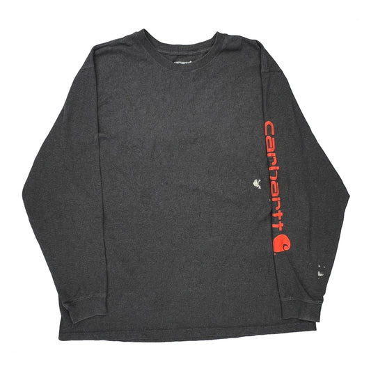 Carhartt Spellout Long Sleeve T-Shirt - 2XL Grey Cotton