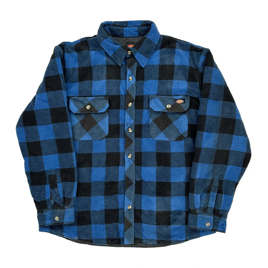 Dickies Checked Fleece Jacket - Large Black Cotton