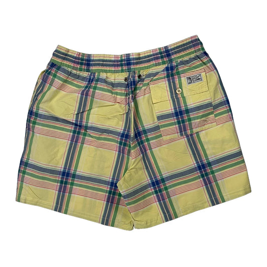 Polo By Ralph Lauren Checked Swim Shorts - Medium Yellow Cotton