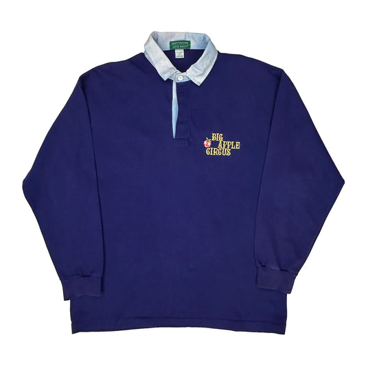 Vintage Big Apple Circus Outer Banks Collared Rugby Shirt - XL Blue Cotton