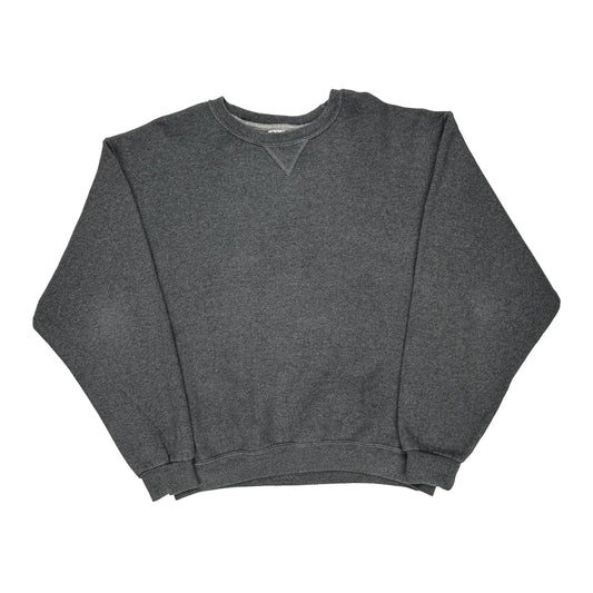 90S Blank Russell Athletic Sweatshirt - Large Grey Cotton Blend