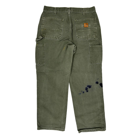 Carhartt Double Knee Carpenter Trousers - 32W 29L Green Cotton