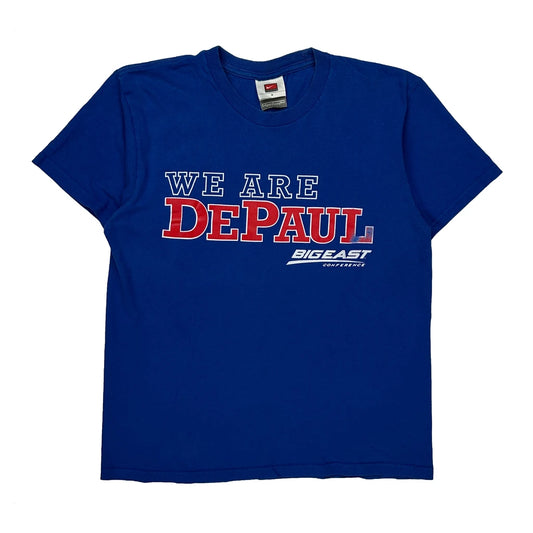 Vintage Depaul University Nike College T-Shirt - Small Blue Cotton