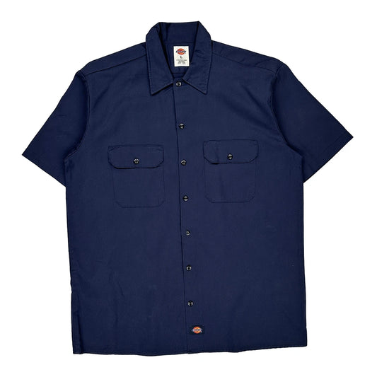 Dickies Short Sleeve Shirt - Large Blue Polyester Blend