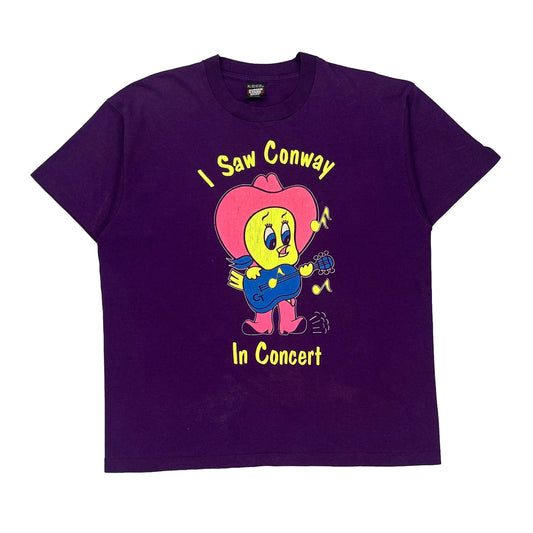 1980S I Saw Conway Screen Stars Graphic T-Shirt - XL Purple Cotton Blend