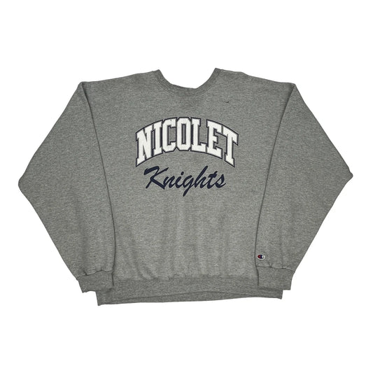Nicolet Knights Champion Graphic Sweatshirt - XL Grey Cotton Blend
