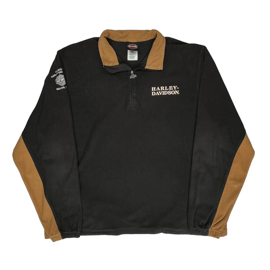 Harley Davidson Graphic Polo Shirt - 2XL Black Polyester