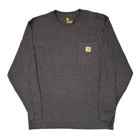 Vintage Carhartt Long Sleeve T-Shirt - Large Grey Cotton Blend