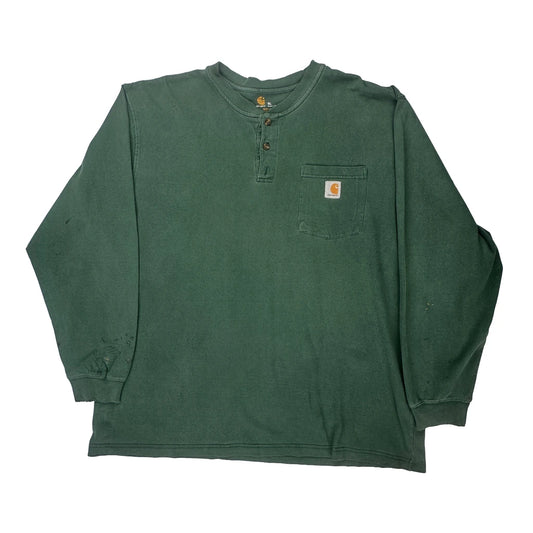 Carhartt Long Sleeve T-Shirt - XL Green Cotton
