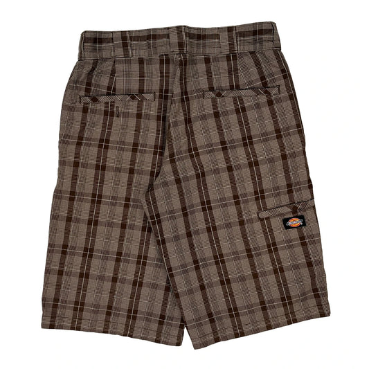 Dickies Checked Shorts - 30W 12L Brown Cotton