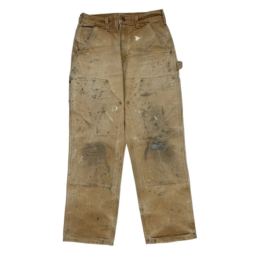 Heavily Worn Carhartt Double Knee Carpenter Trousers - 28W 28L Brown Cotton