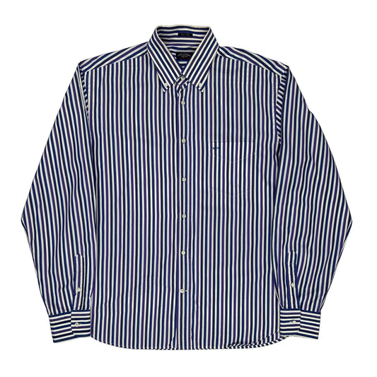Paul & Shark Striped Shirt - Large Blue Cotton