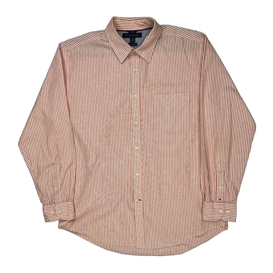 Tommy Hilfiger Striped Shirt - Large Red Cotton