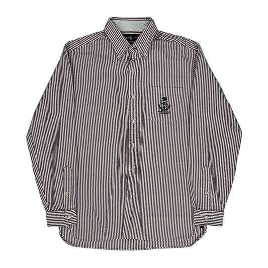 Vintage Ralph Lauren Striped Shirt - Medium Burgundy Cotton