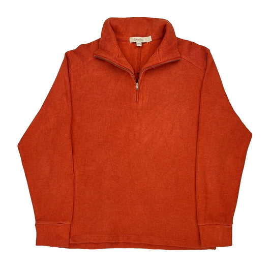 Calvin Klein 1/4 Zip - Large Orange Cotton