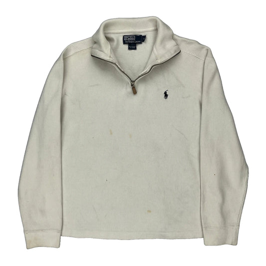 Polo By Ralph Lauren 1/4 Zip - Small Cream Cotton