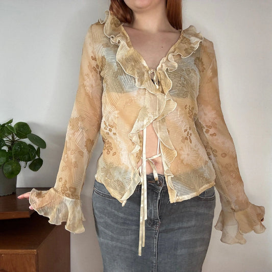 Vintage beige Unbranded Blouse - womens medium