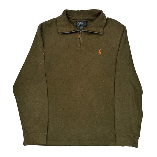 Polo By Ralph Lauren 1/4 Zip - Large Green Cotton
