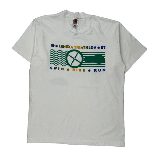 Lenexa Triathlon 97 Fruit Of The Loom Graphic T-Shirt - Large White Cotton