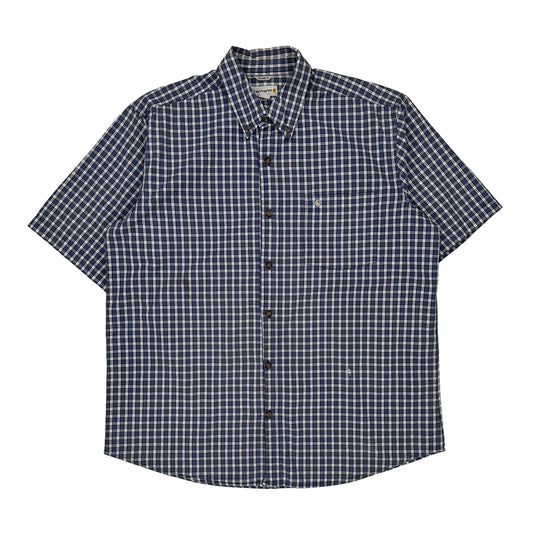 Carhartt Checked Short Sleeve Shirt - XL Blue Cotton