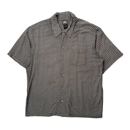 Quiksilver Checked Short Sleeve Shirt - XL Grey Cotton