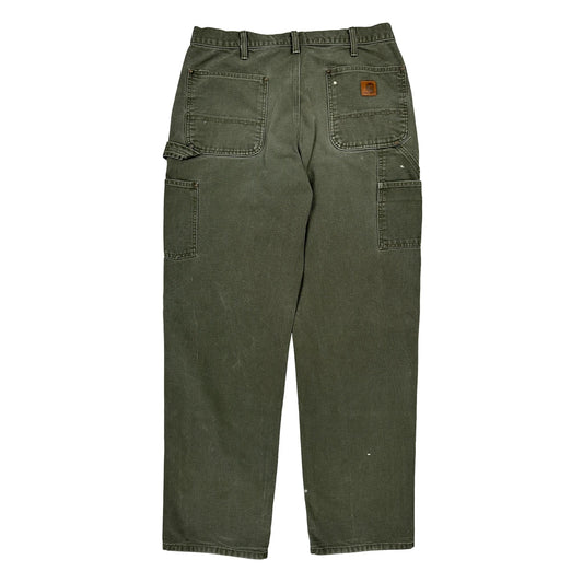 Carhartt Double Knee Carpenter Trousers - 34W 34L Green Cotton