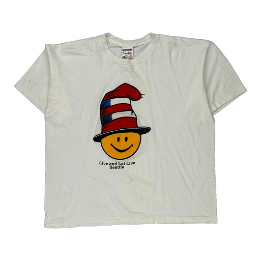 Dr. Seuss Live And Let Live Seattle President Single Stitch T-Shirt - XL White Cotton