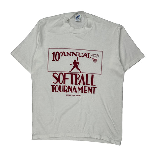 Softball Tournament Jerzees Graphic T-Shirt - Large Red Cotton