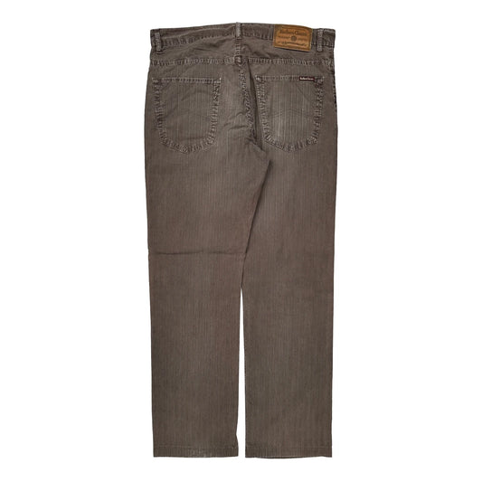 Marlboro Classics Pinstripe Trousers - 36W 34L Brown Cotton