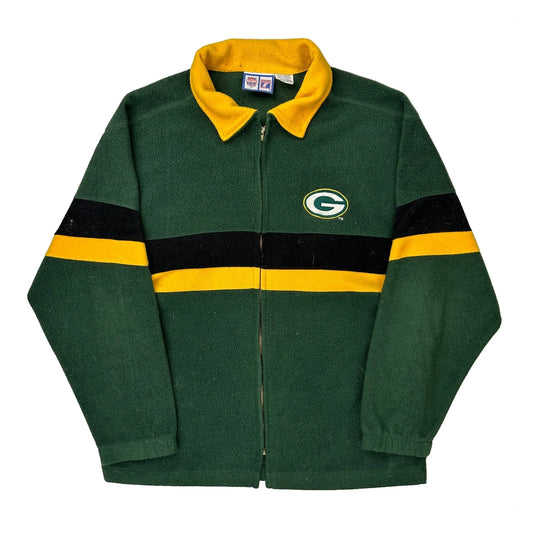 Vintage Green Bay Packers Logo 7 Football Fleece Jacket - Large Green Polyester